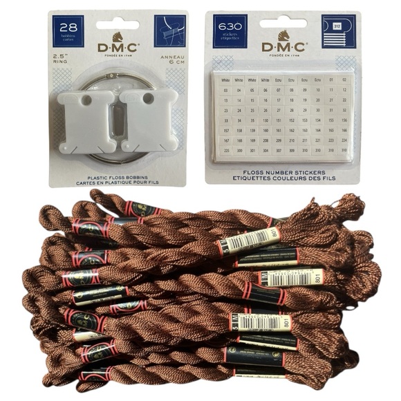 NEW 25 Skeins Size 5 DMC Embroidery Floss Mink Brown | Embroidery Floss Bobbins - Picture 1 of 4